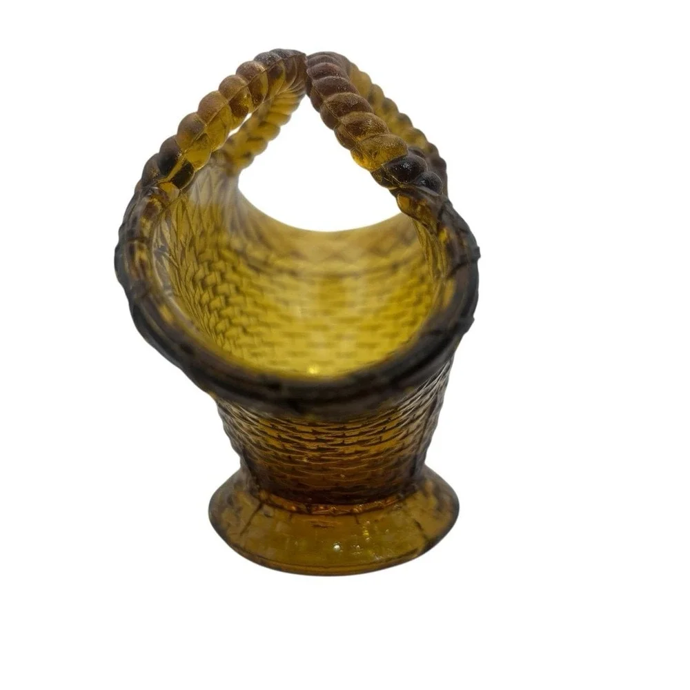 Vintage Westmoreland Glass Amber Basketweave 4
